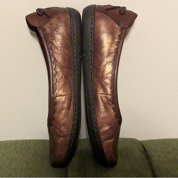 Born Scotti Metallic Brown Genuine Leather Slip On Boho Ballet Flats - Picture 5 of 12